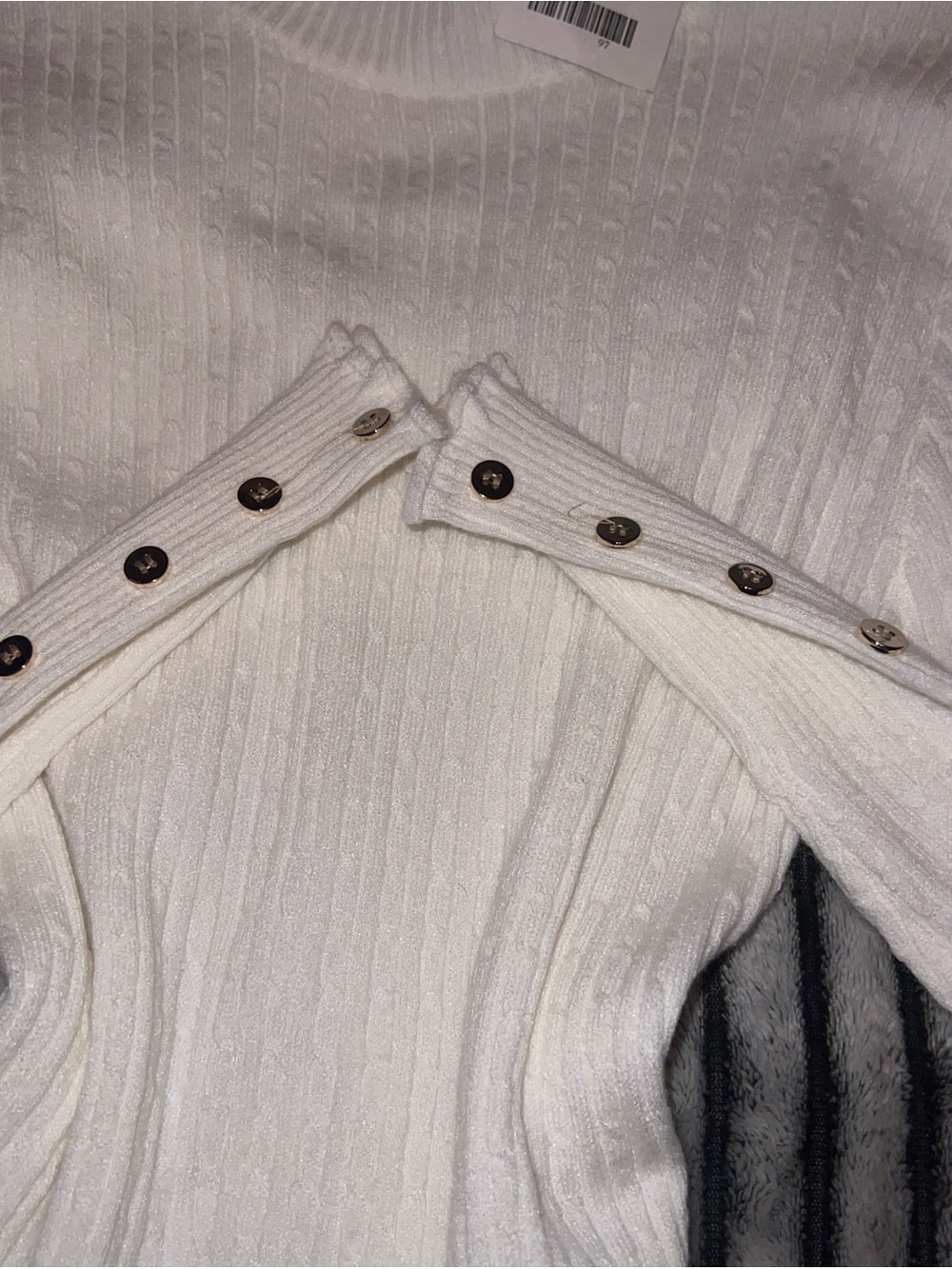 T.J.Maxx White Ribbed Mock Neck Sweater - Picture 3 of 4